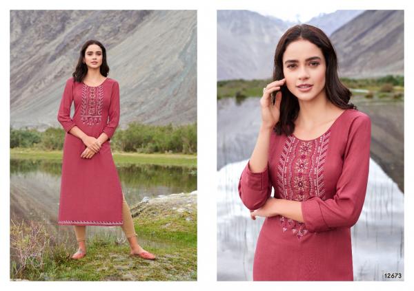 Kalaroop Beat Fancy Rayon Embroidery Kurti 